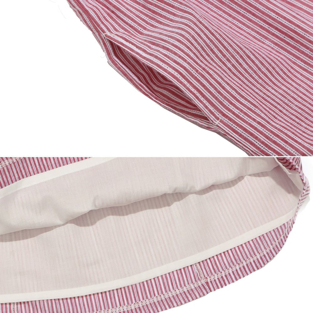 子供服 女の子 重ね着風 リボン付き ストライプ ワンピース レッド(03) デザインポイント2