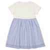 子供服 女の子 重ね着風 リボン付き ストライプ ワンピース ブルー(61) 背面