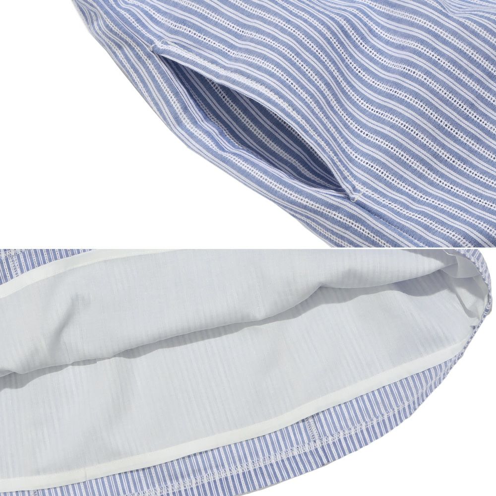 子供服 女の子 重ね着風 リボン付き ストライプ ワンピース ブルー(61) デザインポイント2