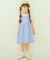 子供服 女の子 重ね着風 リボン付き ストライプ ワンピース ブルー(61) モデル画像2