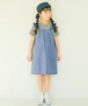 子供服 女の子 ボーダー ＆ 肩フリル 重ね着風 ワンピース ブラック(00) モデル画像3