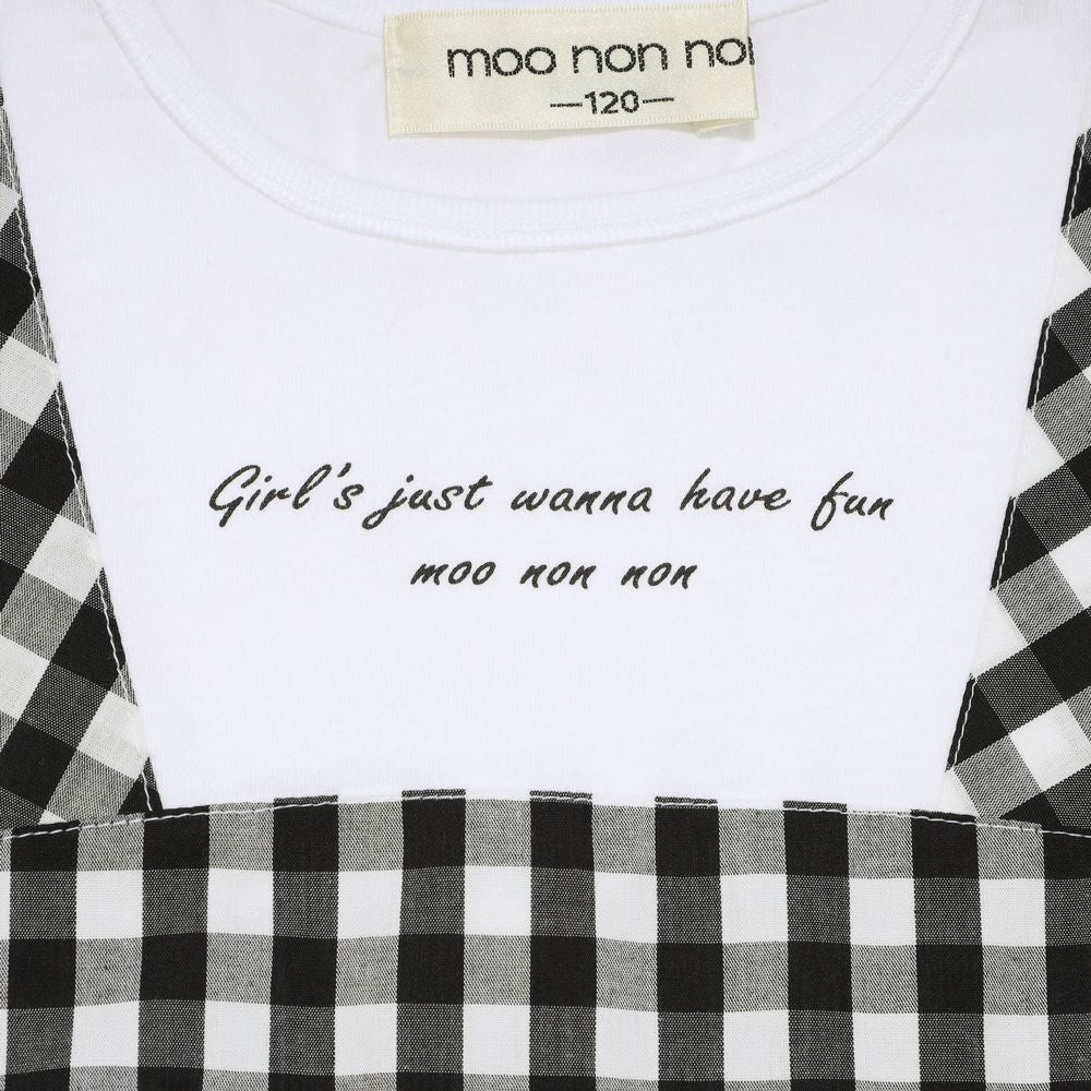 ベビー服 女の子 キャミソール 重ね着風 ワンピース ホワイト×ブラック(10) デザインポイント1