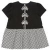 ベビー服 女の子 バックリボン ギンガムチェック 切替え Tシャツ ブラック(00) 背面