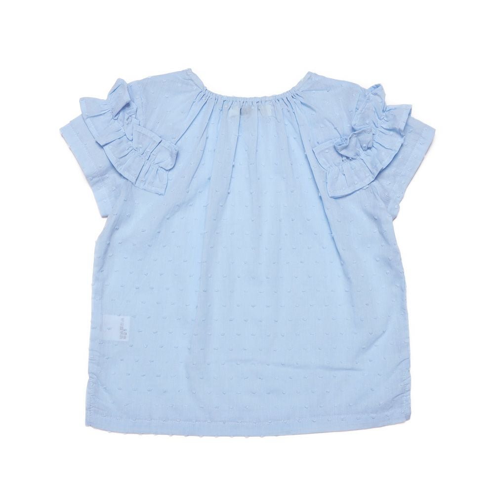 子供服 女の子 綿100％ ドット ＆ フリル ブラウス ブルー(61) 背面