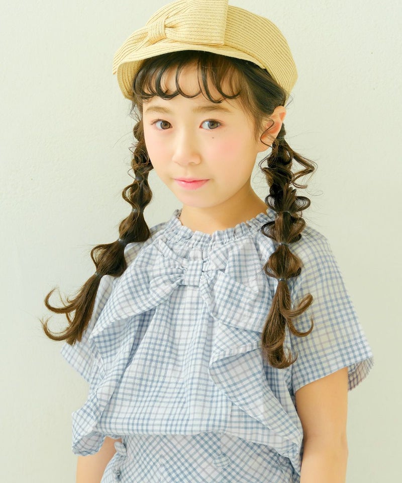 リボンつきギャザーフリルTシャツ
