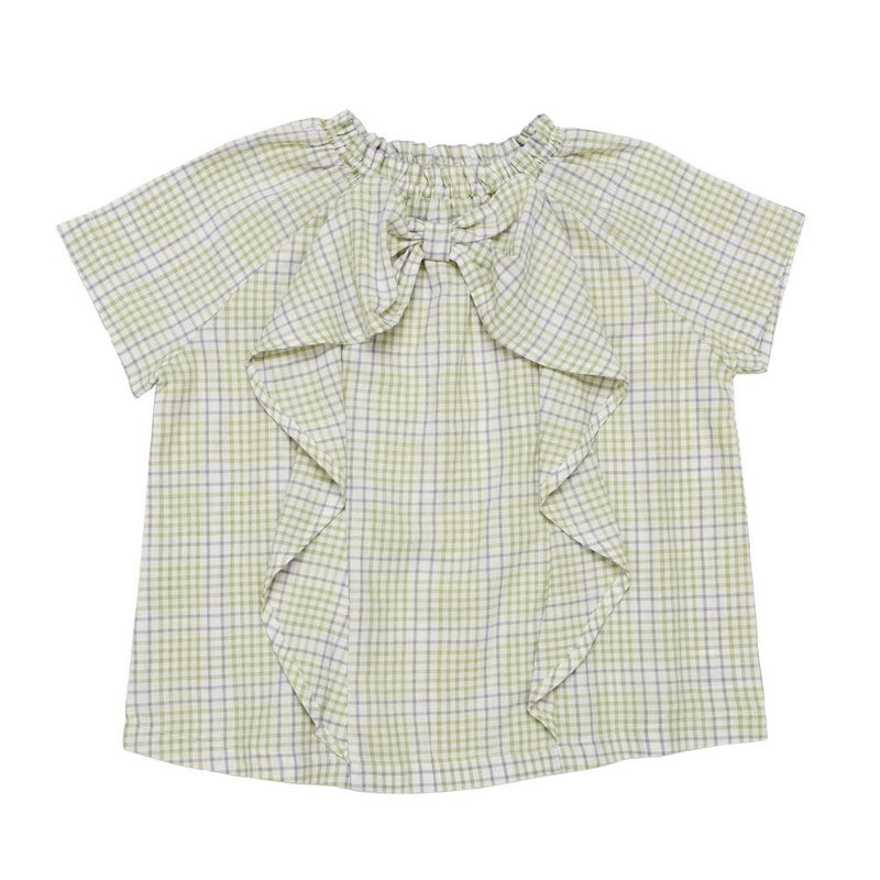 リボンつきギャザーフリルTシャツ