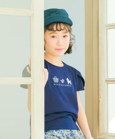 子供服 女の子 綿100％ おしゃれ小物 プードル 犬 Tシャツ