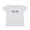 子供服 女の子 綿100％ おしゃれ小物 プードル 犬 Tシャツ オフホワイト(11) 正面