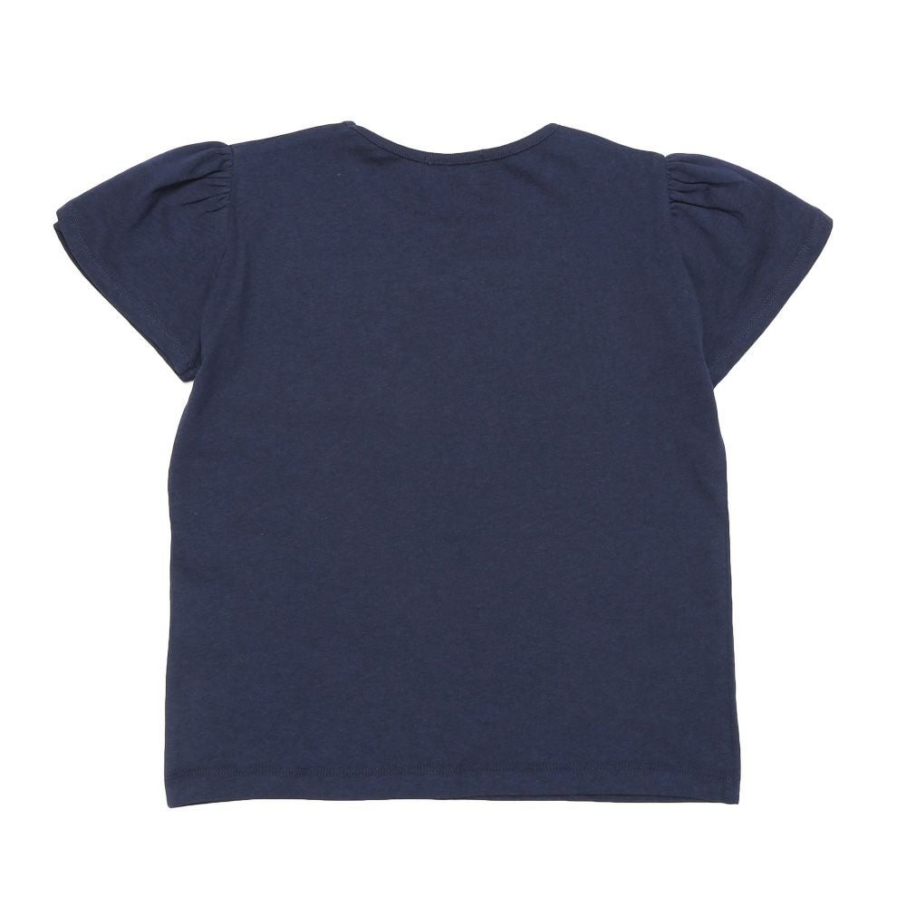 子供服 女の子 綿100％ おしゃれ小物 プードル 犬 Tシャツ ネイビー(06) 背面