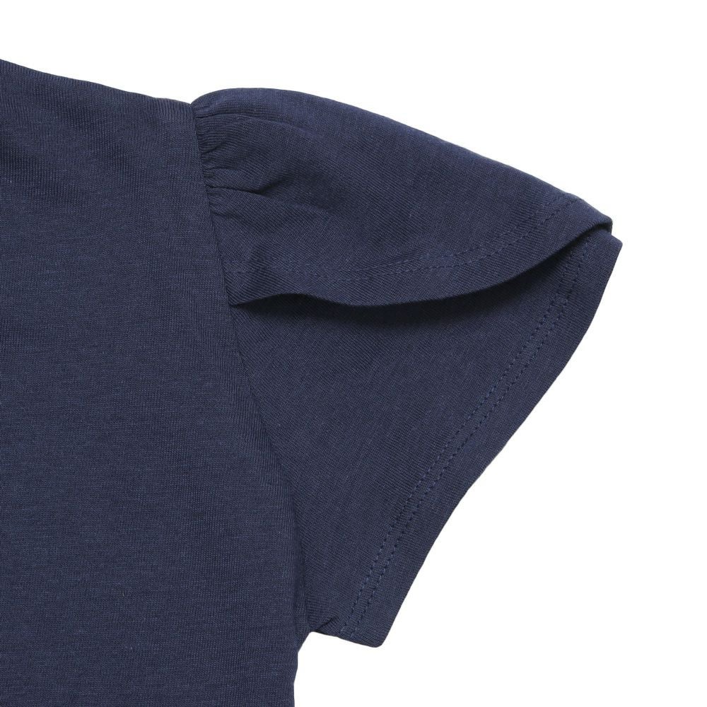 子供服 女の子 綿100％ おしゃれ小物 プードル 犬 Tシャツ ネイビー(06) デザインポイント2