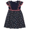 子供服 女の子 日本製 綿100％ リバティプリント使用 花柄 フリル ワンピース ネイビー(06) 正面