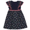 子供服 女の子 日本製 綿100％ リバティプリント使用 花柄 フリル ワンピース ネイビー(06) 背面