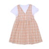 子供服 女の子 綿100％ 重ね着風 チェック ワンピース オレンジ(07) 背面