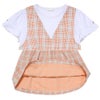 子供服 女の子 綿100％ 重ね着風 チェック ワンピース オレンジ(07) デザインポイント1