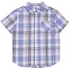 子供服 男の子 綿100％ 前ボタン開き 襟付き チェック柄 シャツ ブルー(61) 正面