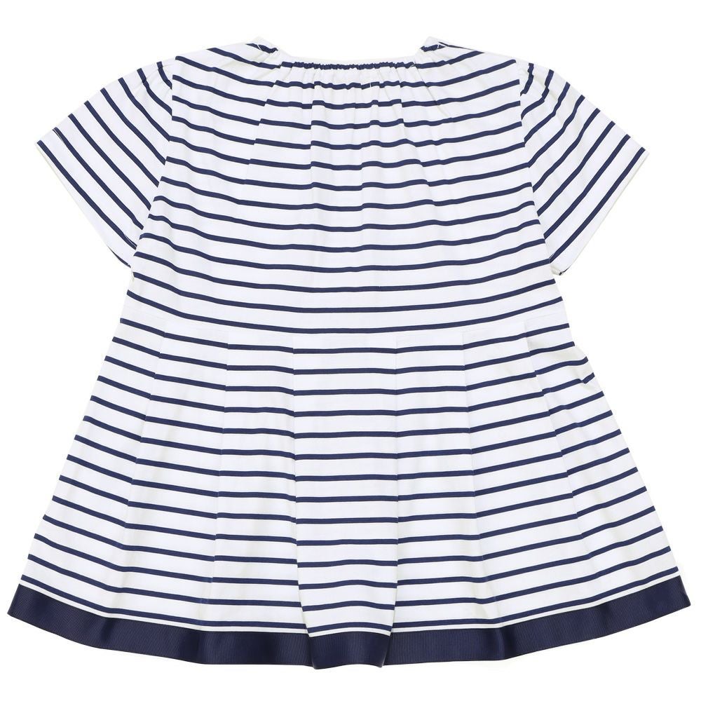ベビー服 女の子 ボーダー柄 Tシャツ 紺×白(16) 背面