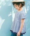 ベビー服 女の子 ボーダー柄 Tシャツ 紺×白(16) モデル画像アップ