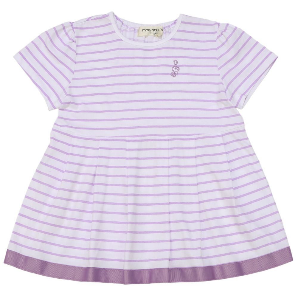 ベビー服 女の子 ボーダー柄 Tシャツ パープル(91) 正面