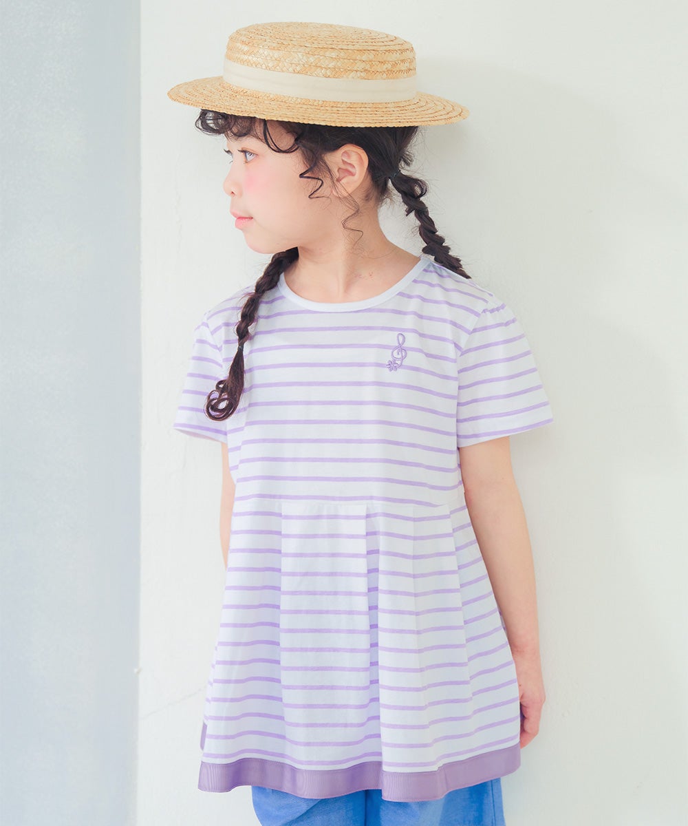 ベビー服 女の子 ボーダー柄 Tシャツ パープル(91) 