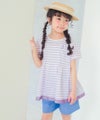 ベビー服 女の子 ボーダー柄 Tシャツ パープル(91) 
