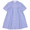 ベビー服 女の子 丸首 前開き シャツワンピース ブルー(61) 正面