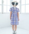 子供服 女の子 チェック柄 襟付き ワンピース ブルー(61) モデル画像2