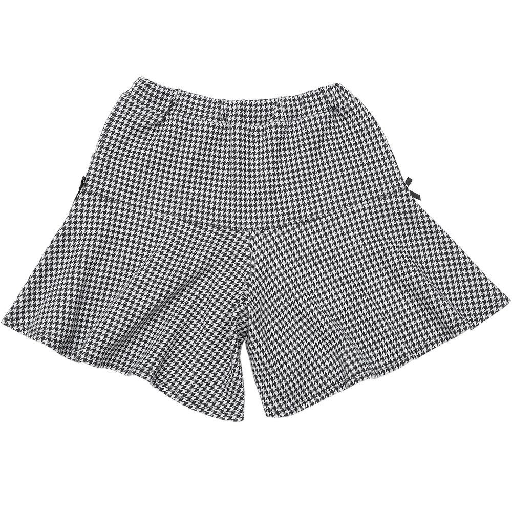 ベビー服 女の子 千鳥柄 リボン付き キュロットパンツ ホワイト×ブラック(10) 背面