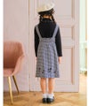 ベビー服 女の子 千鳥柄 音符刺繍 ワンピース ホワイト×ブラック(10) モデル画像全身