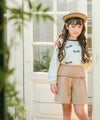子供服 女の子 子ども服 キッズ ジュニア チェック リボン つき ギャザー パフスリーブ ふんわり袖 オフホワイト(11) モデル画像2