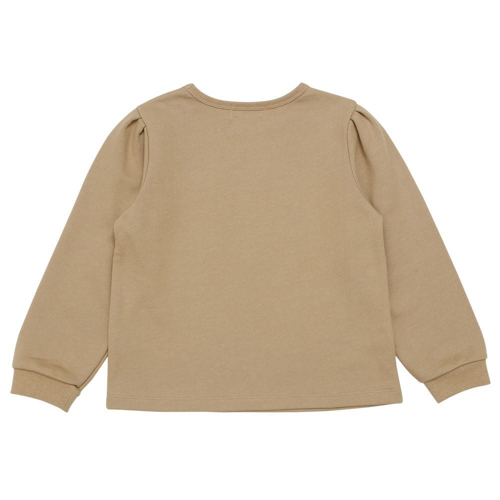 ベビー服 女の子 リボンつき お洋服アップリケ 裏毛トレーナー ベージュ(51) 背面