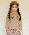 ベビー服 女の子 リボンつき お洋服アップリケ 裏毛トレーナー ベージュ(51) モデル画像アップ