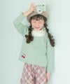 子供服 女の子 チェリー刺繍 重ね着風 飾りボタン 裏毛トレーナー グリーン(08) モデル画像14