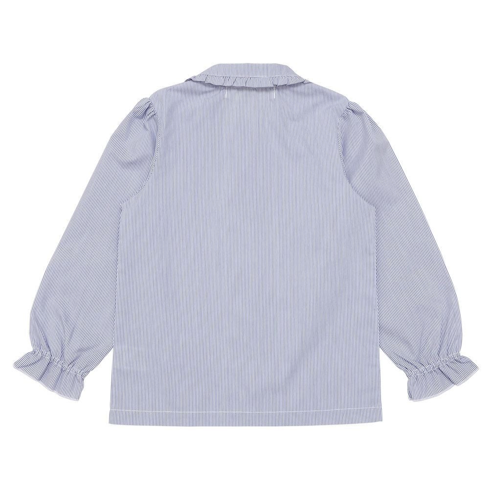 子供服 女の子 ストライプ柄 フリル襟付き ブラウス ブルー(61) 背面