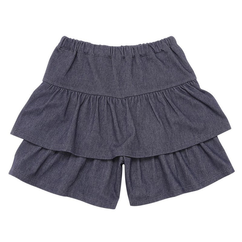 デニムツイルニット フリルキュロットパンツ