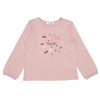 ベビー服 女の子 チェリー ロゴ刺繍 リボンつきTシャツ ピンク(02) 正面