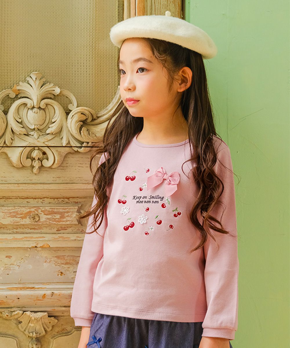 チェリー ロゴ刺繍 リボンつきTシャツ｜ベビー・子供服 通販 moononnon