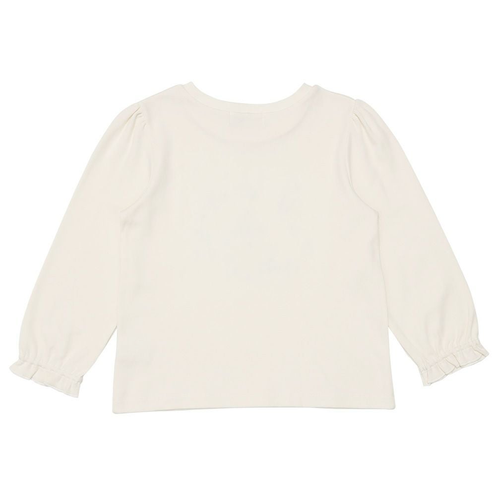 ベビー服 女の子 綿100％ 音符 ロゴ プードル刺繍 Tシャツ オフホワイト(11) 背面