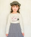 ベビー服 女の子 子ども服 キッズ ジュニア ピアノ 音符 刺? リボン つき カットソー ロンT オフホワイト(11) モデル画像全身