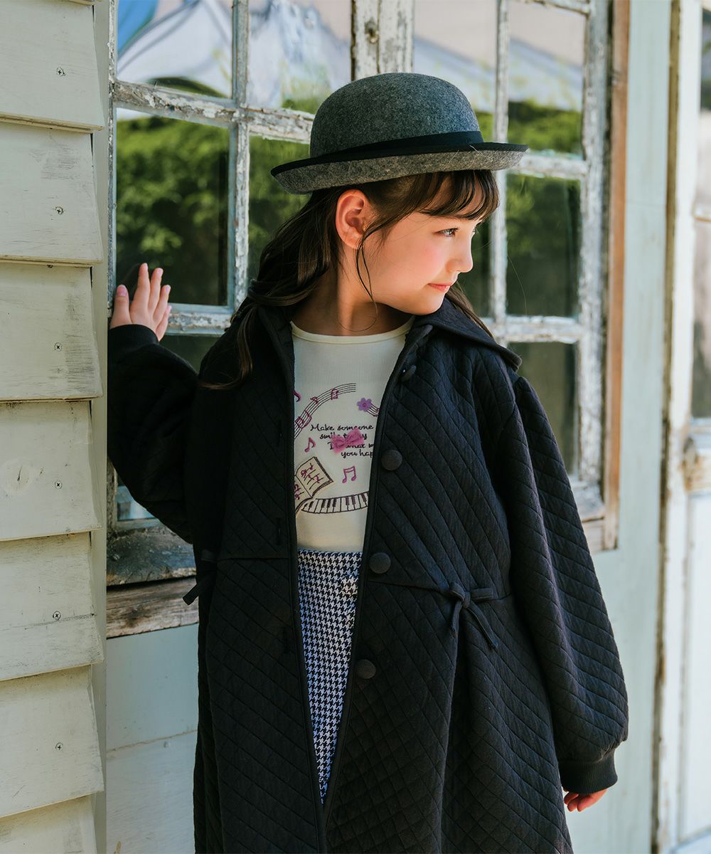 ベビー服 女の子 子ども服 キッズ ジュニア ピアノ 音符 刺? リボン つき カットソー ロンT オフホワイト(11) モデル画像3