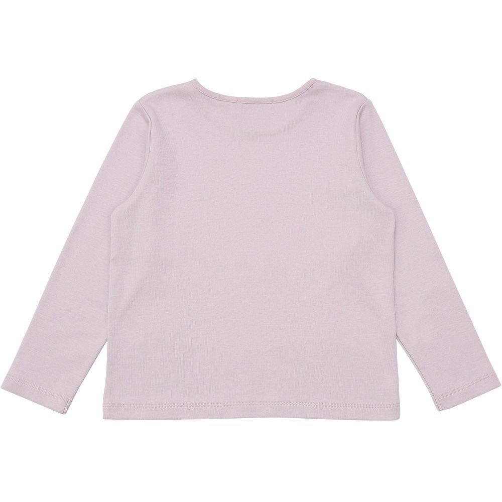 ベビー服 女の子 子ども服 キッズ ジュニア ピアノ 音符 刺? リボン つき カットソー ロンT パープル(91) 背面