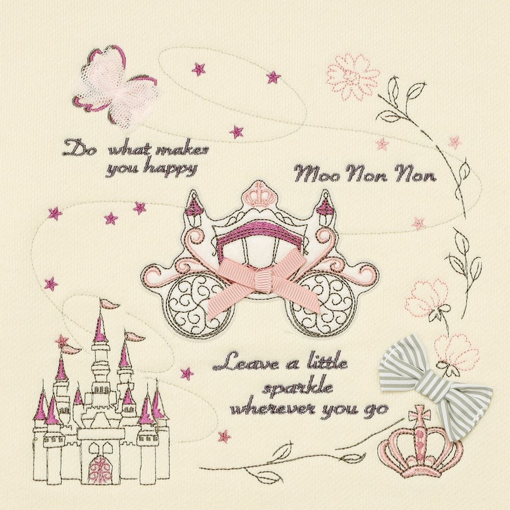 ベビー服 女の子 子ども服 キッズ 馬車 お城 ロゴ お花 刺繍 リボン 付き 裏毛 アイボリー(12) デザインポイント1