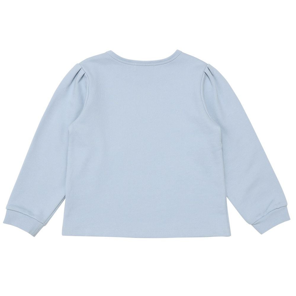 ベビー服 女の子 子ども服 キッズ 馬車 お城 ロゴ お花 刺繍 リボン 付き 裏毛 ブルー(61) 背面