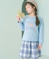 ベビー服 女の子 子ども服 キッズ 馬車 お城 ロゴ お花 刺繍 リボン 付き 裏毛 ブルー(61) モデル画像14