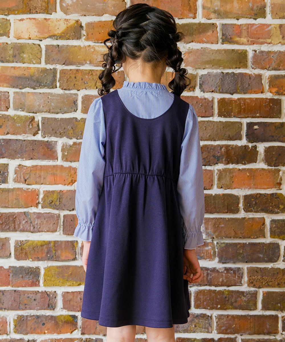 ストライプ柄シャツ 重ね着風 リボンワンピース｜ベビー・子供服 通販