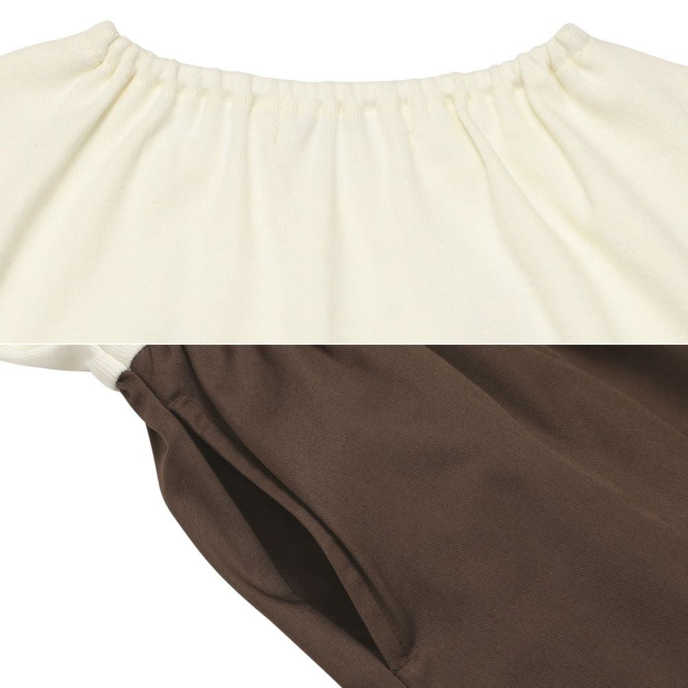 ベビー服 女の子 馬車 お城 ロゴ お花 刺繍 リボンつきドッキングワンピース オフホワイト(11) デザインポイント2