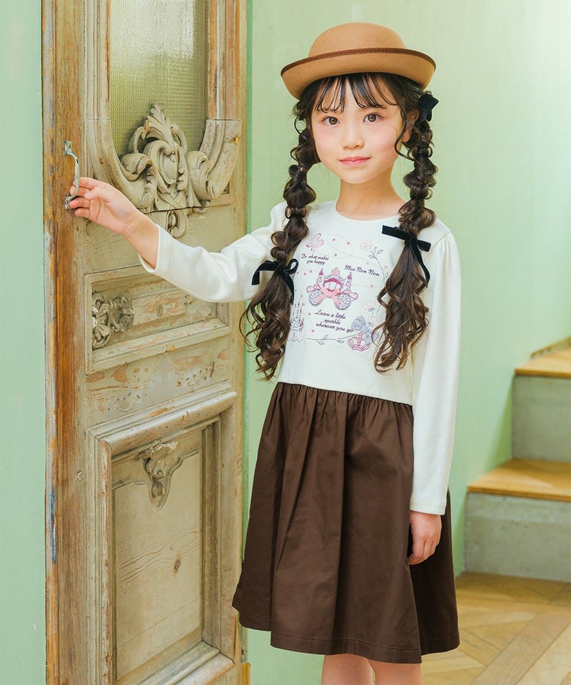 ベビーサイズ綿100％音符刺繍＆リボン付きＴシャツ