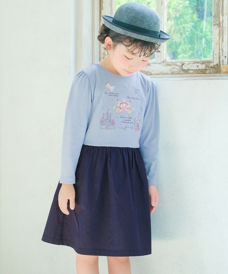 ベビーサイズ綿100%音符刺繍&リボン付きTシャツ