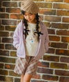 子供服 女の子 オリジナルチェック柄 ダブルニットキュロットパンツ ベージュ(51) モデル画像全身