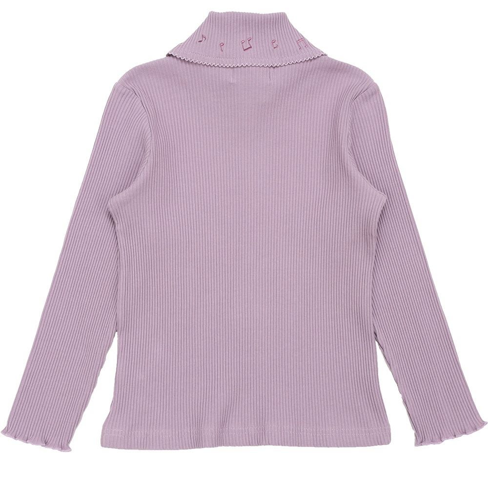 子供服 女の子 子ども服 こども キッズ ジュニア 音符刺繍 ボタン襟付き タートルネック リブ カットソー パープル(91) 背面