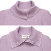 子供服 女の子 子ども服 こども キッズ ジュニア 音符刺繍 ボタン襟付き タートルネック リブ カットソー パープル(91) デザインポイント1